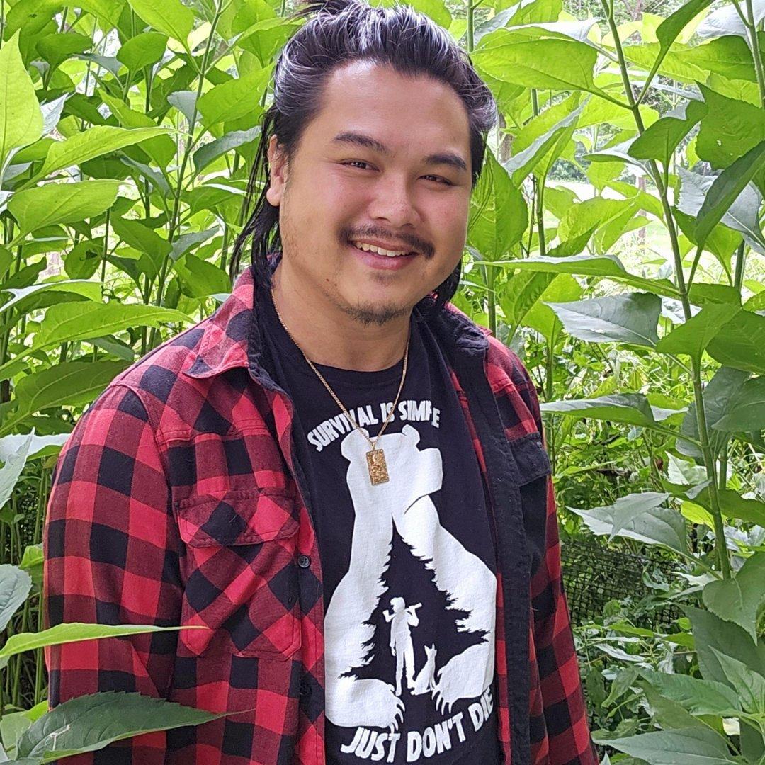 clueless bushcraft wearing his merch